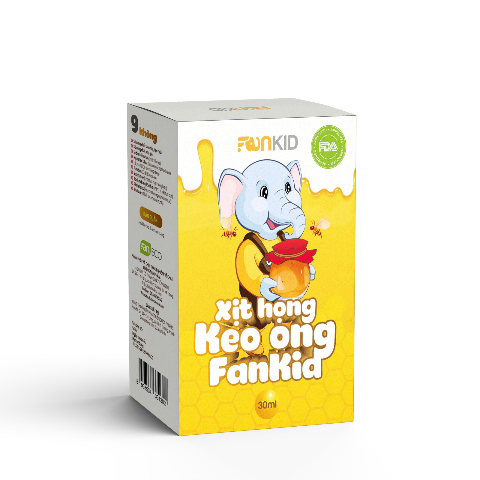 What are the ingredients and benefits of the Fankid xịt họng keo ong product?